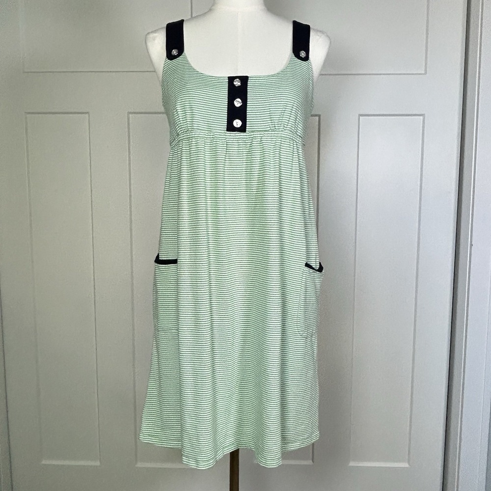 Ann Taylor Loft Sundress Women's Medium Green White Navy